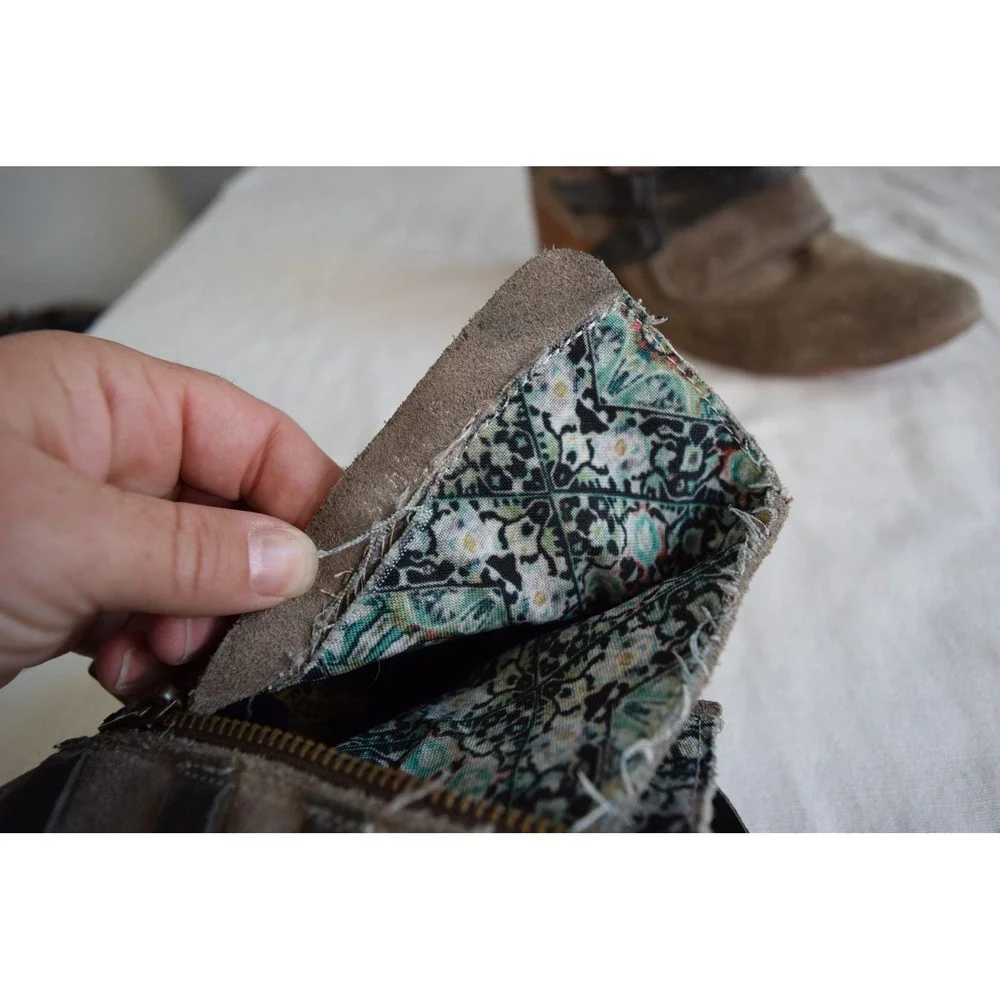 Freebird by Steven Wesson Ankle Boots 8 Brown Suede Multi Buckle Moto